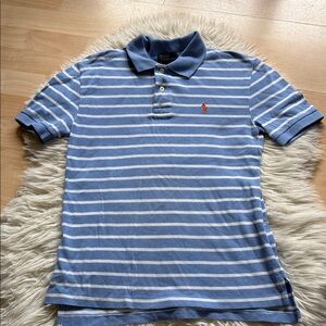 Polo Ralph Lauren Boys Blue Strioed Polo Shirt M ( 10-12)